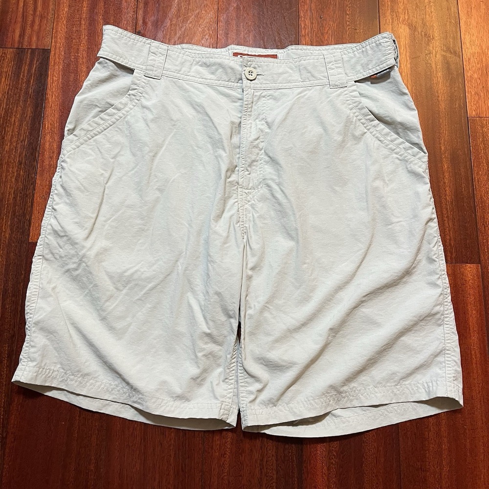 Simms Shorts Mens Large 33 9" Inseam Tan Fishing Products 100% Nylon Performance